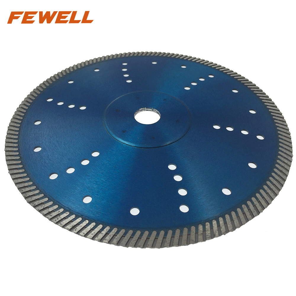 High quality 9inch 230*2.8*10*22.23mm 36pcs cooling holes with reinforced center Hot Press turbo diamond saw blade for cutting granite