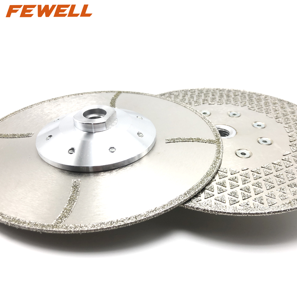 High quality 7/9Inch 180/230mm M14 flange single side triangle shape electroplated diamond saw blade for marble 