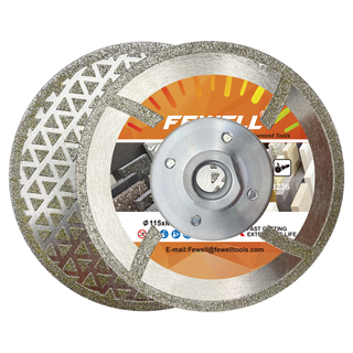High quality 4.5/7/9inch 115/180/230mm M14 flange single side triangle shape electroplated diamond saw blade for marble 