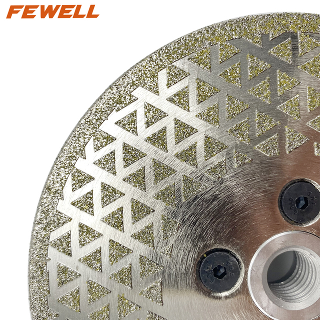High quality 5inch 125mm double side triangle shape marble granite electroplate diamond saw blade with M14 flange
