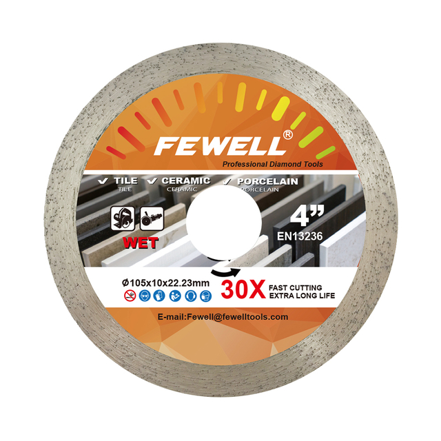High quality Hot Press 4-14inch 105-350*10mm height continuous Rim diamond saw blade for wet cutting Ceramic Tile Porcelain