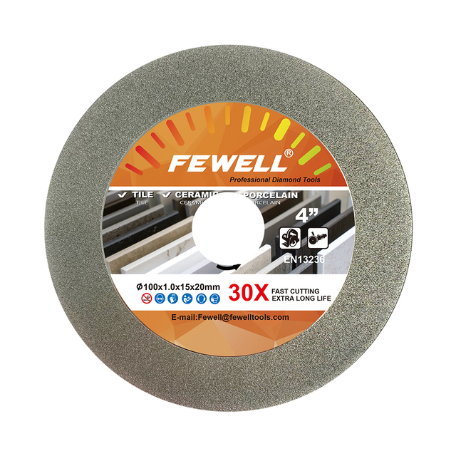 High quality 4inch 100*1.0*15*20mm continuous rim super thin electroplated diamond saw blade for ceramic tile