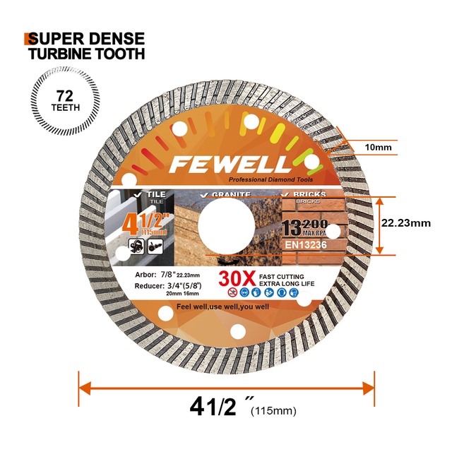 High quality ultra thin turbo diamond saw blade for cutting ceramic tile granite concrete
