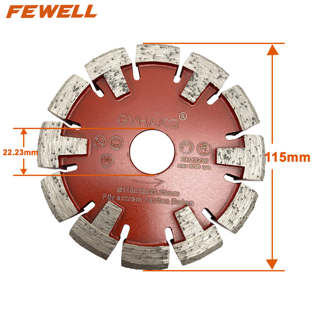 Premium quality 115mm underfloor heating 15mm Thickness V Groove Diamond circular saw Tuck Point Blade For cutting Hard Concrete cement