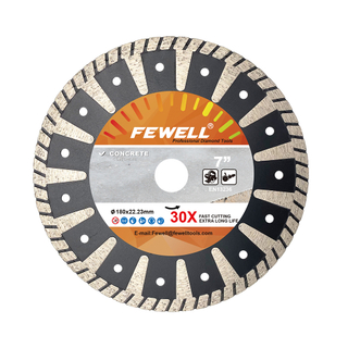 Hot Pressed 7inch 180*22.23mmmm turbo disc protection teeth diamond saw blade for cutting concrete