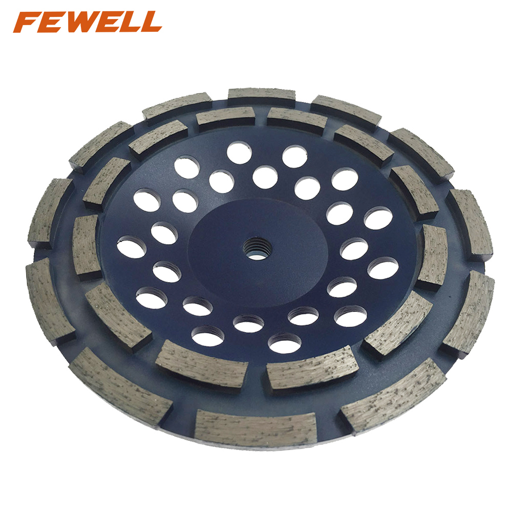 High quality Cold Press sintered 7inch 180*5*M14 double row diamond grinding cup wheel for abrasive concrete granite stone