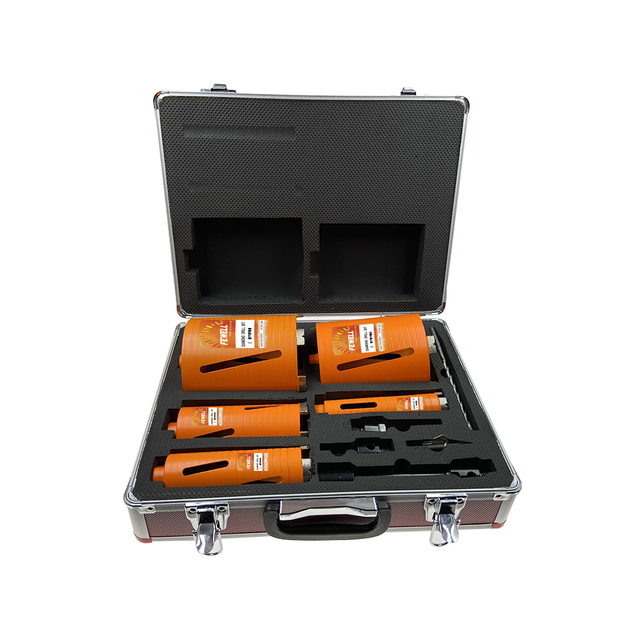 High quality 5pcs38 52 65 117 127*171*M16 laser welded diamond core bit set for granite, reinforced concrete
