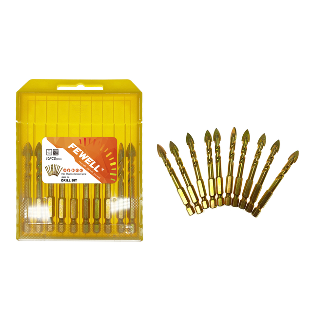 High quality 8mm spiral hex shank straight flat tip twist glass porcelain tile ceramic drill bit