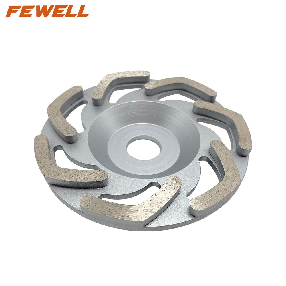 High quality Cold Press sintered 5" 125*22.23mm L segment type cup-shaped diamond grinding cup wheel for abrasiving concrete marble granite terrazzo