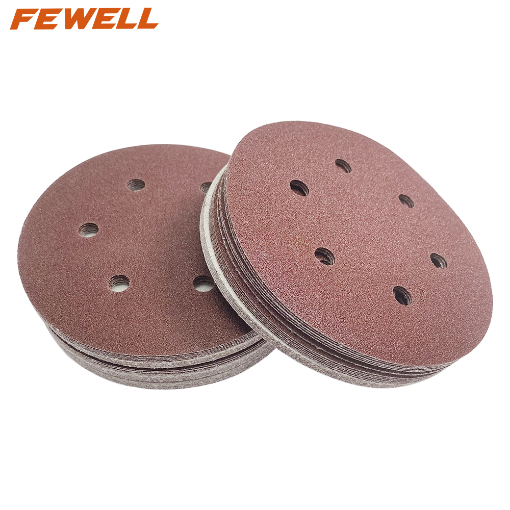 High quality 150mm 6'' Red P80 hook and loop Sandpaper for polishing and grinding stainless steel wood