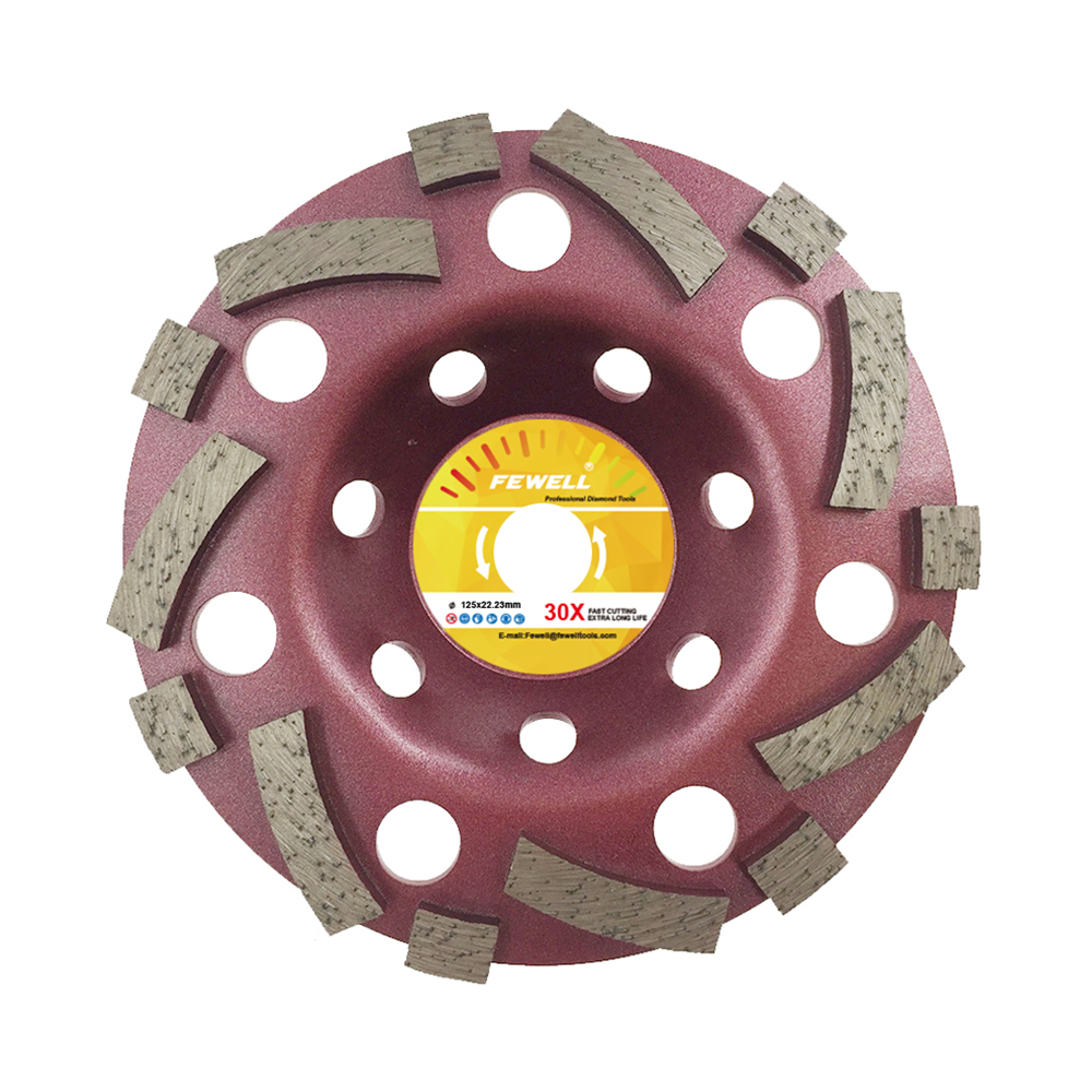 DIY Cold Press 5inch sintered 125*5*22.23mm single segmented diamond grinding cup wheel for concrete stone