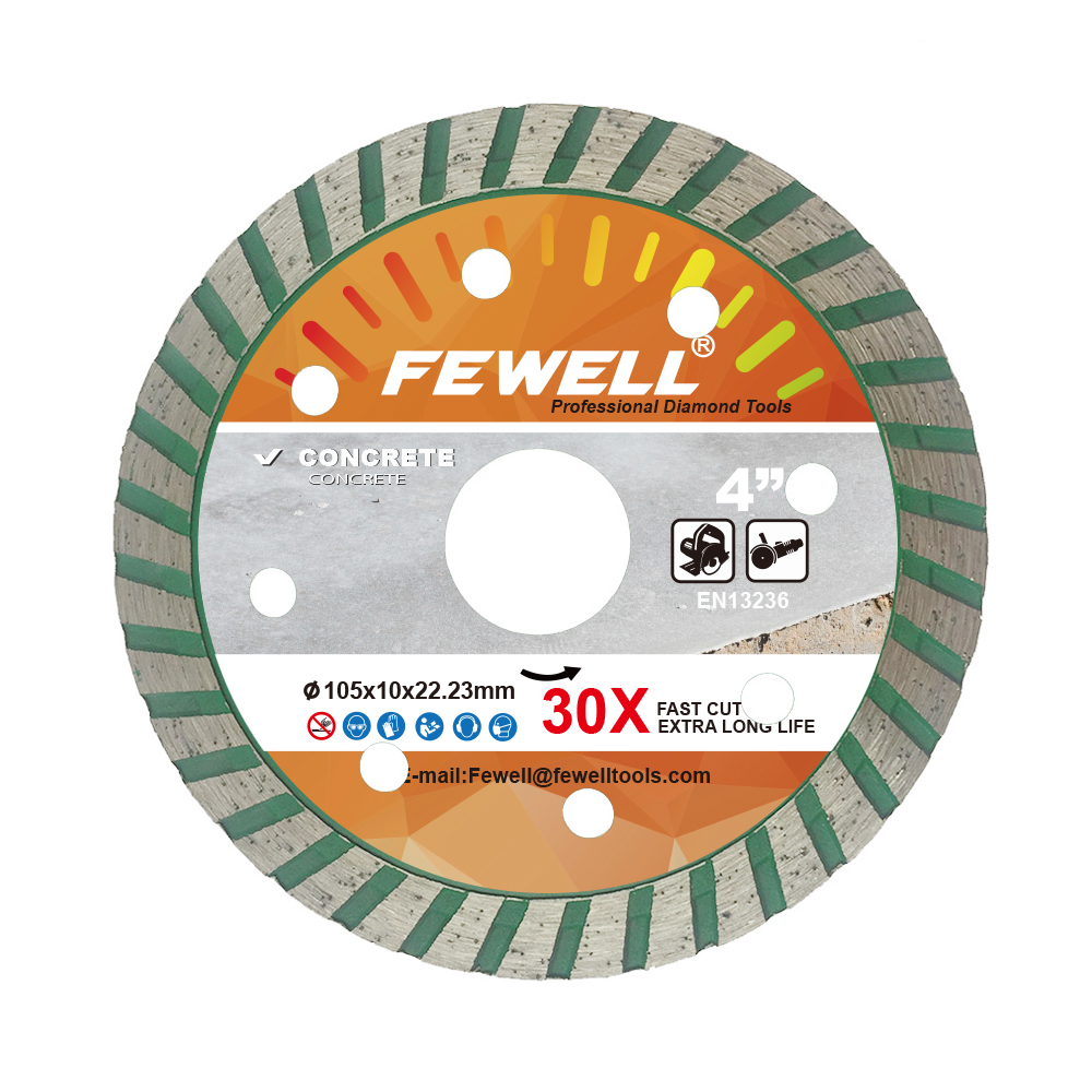 High quality cold Press 4inch 105*2.2*10*22.23mm turbo diamond saw blade for dry cutting concrete brick