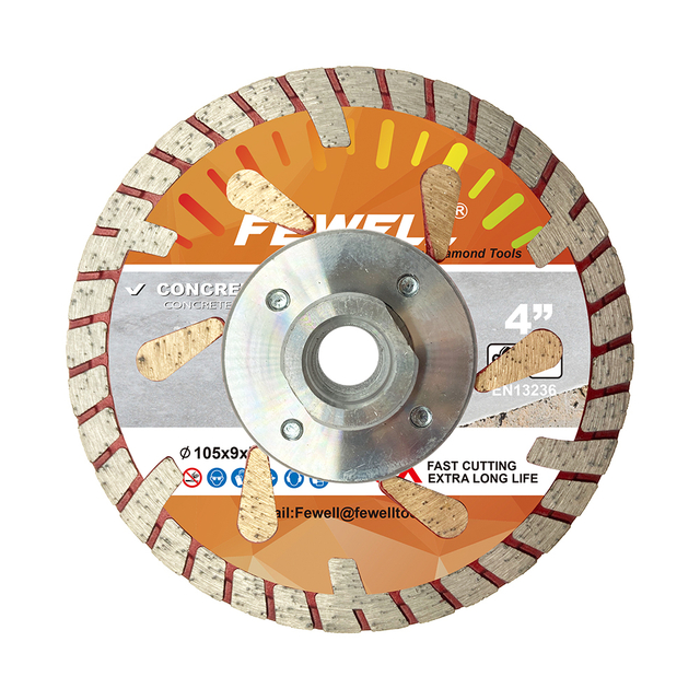 High quality Syrian market hot press 4/4.5/7/9inch 105/115/180/230*9*M14 flange turbo diamond saw blade for cutting concrete