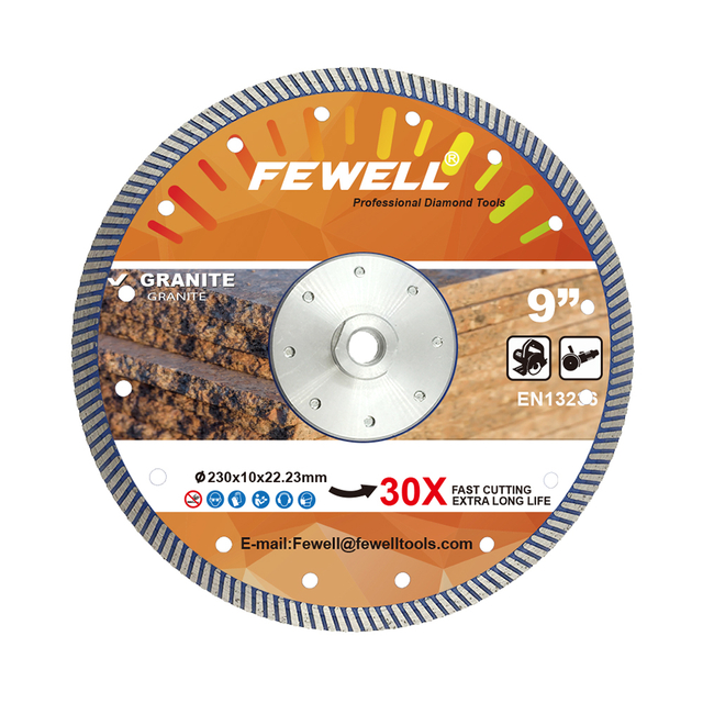 High quality Hot Press 9inch 230*2.6*10*22.23mm with M14 flange diamond turbo saw blade for cutting granite