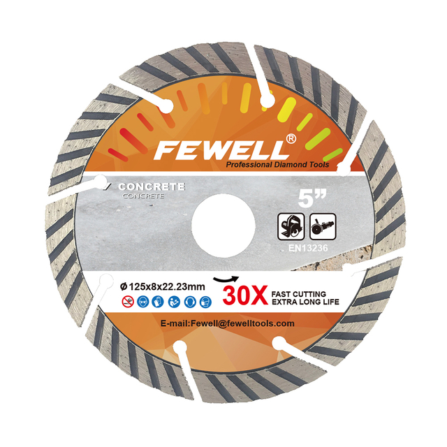 High quality Cold Press 5inch 125*2.5*10*22.23mm sintered segmented turbo diamond saw blade for cutting concrete beton