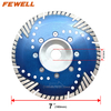 Hot Pressed 7/9inch with 22.23mm Flange MG Turbo Segemented Diamond Saw Blade with Protection Teeth for Cutting Concrete