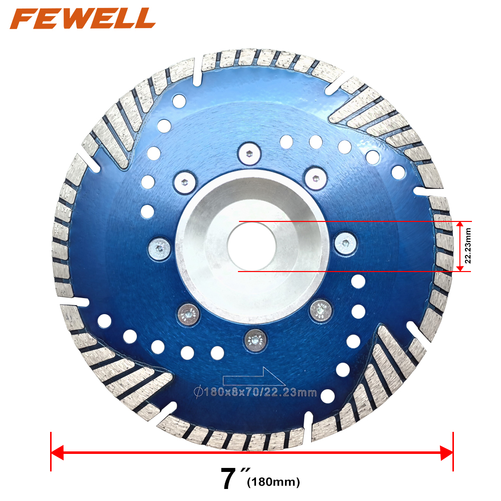 Hot Pressed 7/9inch with 22.23mm Flange MG Turbo Segemented Diamond Saw Blade with Protection Teeth for Cutting Concrete