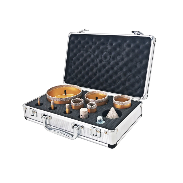 11pcs Hole Saw with M14 Thread Diamond Vacuum Brazed Core Drill Bit Set for Porcelain Ceramic Tile Marble Granite