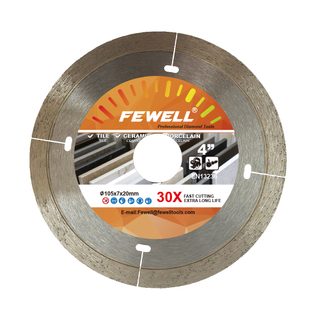 High quality Hot Press 4-7inch 105-180*7mm T slot continuous rim diamond saw blade for wet cutting hard ceramic tile marble