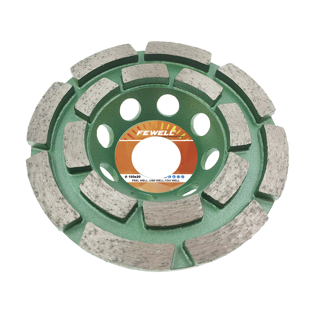 High quality Silver brazed 4/4.5/5/7inch 100/105/115/125/180*5mm diamond double row grinding cup wheel for concrete stone