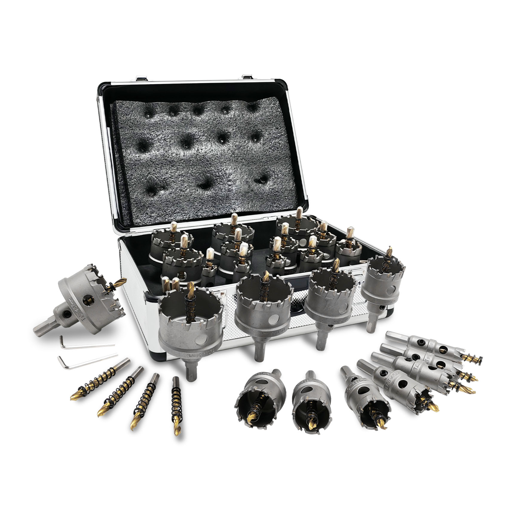16Pcs TCT Hole Saw Kit 5/8" to 2-1/4" Inch Carbide Hole Saw Kit for Metal, Stainless Steel, Iron, Carbide, Copper, Aluminum