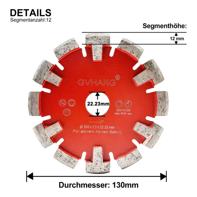 Premium quality 130*15/16/17*12*22.23mm U Shape Wall Floor heating Grooved Crack Chaser Diamond Tuck Point Saw Blade for grooving concrete 